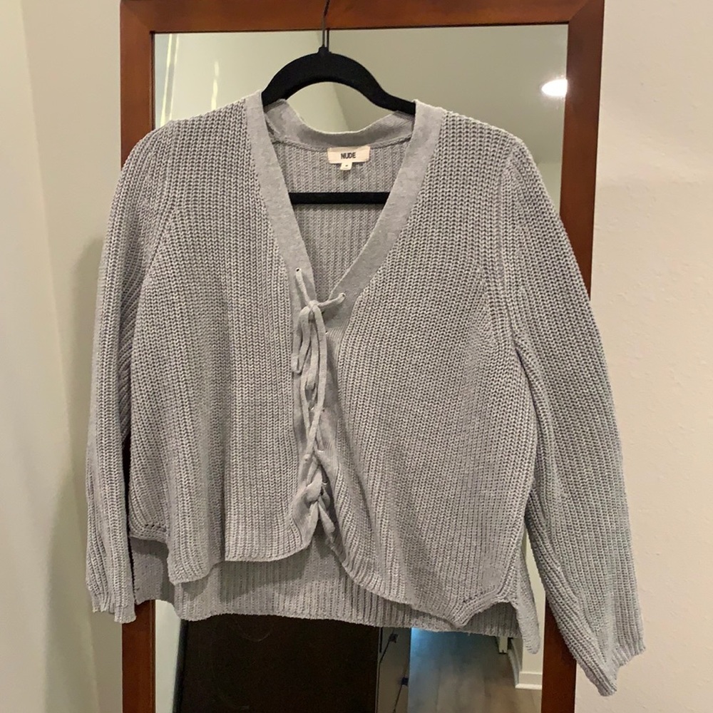 Front lace up sweater